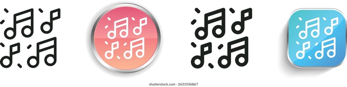 music icon. Thin Linear, Regular and Button Style Design Isolated On White Background