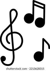 Icono de música traba clef y anota vector protractor. glifo simple.