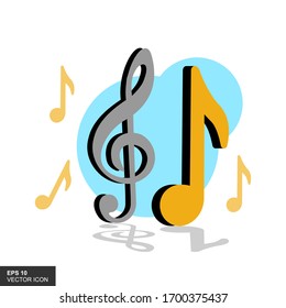 Music icon in trendy flat style isolated on white background. Vector Illustration.