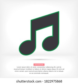 Icono musical de estilo moderno y plano aislado en segundo plano. Símbolo de nota para el diseño de su sitio web, logotipo, aplicación, interfaz de usuario. Ilustración de Vector Music, melodía de música EPS 10 .