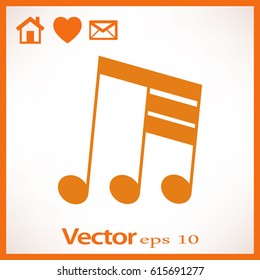 Ícone de música em estilo liso na moda isolado. Símbolo de nota para o design, o logotipo, o aplicativo e a interface do usuário do seu site. Ilustração vetorial, EPS10.