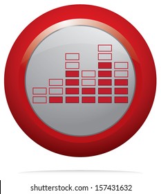 Music icon vector design. Isolated web page button with red waves. 