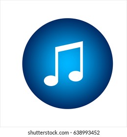 Music icon. Vector illustration. Blue and white. Can used for app, ui, website and more.