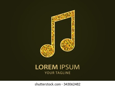 Music  icon. Vector Illustration. Design logo element. Isolated on black  background.