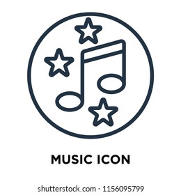 Music icon vector isolated on white background, Music transparent sign , thin symbols or lined elements in outline style