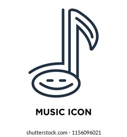 Music icon vector isolated on white background, Music transparent sign , thin symbols or lined elements in outline style