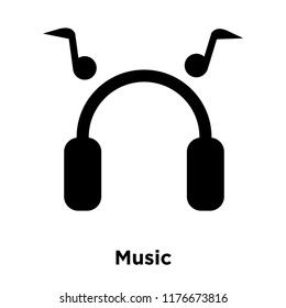 Music icon vector isolated on white background, logo concept of Music sign on transparent background, filled black symbol