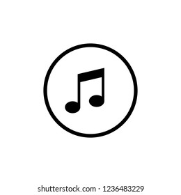 Music icon vector, Melody, song, note, sound, audio sign Isolated on white background.
