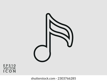 Music icon vector, Melody, song, note, sound, audio sign Isolated on white background. Trendy Flat style for graphic design, logo, Web site, social media, UI, mobile app, EPS10