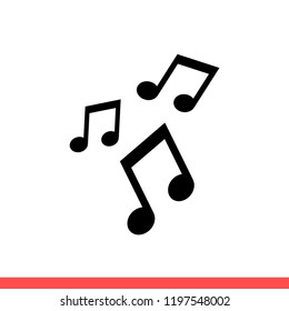 Music icon vector, note symbol. Simple, flat design for web or mobile app