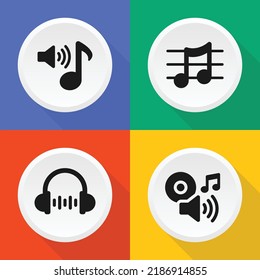Music icon vector set. Trendy and colorful design of audio, musical note symbol and sound illustration.