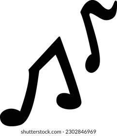 Music icon vector silhouette design element in black doodle style. Perfect for symbol, sign, logo, music book. Etc
