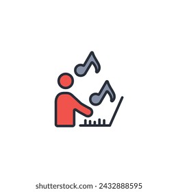 Musiksymbol. vektorbearbeitbares Strich-/lineares Stilzeichen zur Verwendung im Webdesign, logo.Symboldarstellung.
