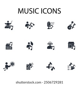 music icon. vector.Editable stroke.linear style sign for use web design,logo.Symbol illustration.