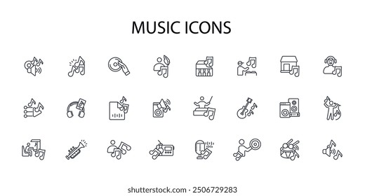 music icon. vector.Editable stroke.linear style sign for use web design,logo.Symbol illustration.