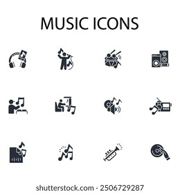 music icon. vector.Editable stroke.linear style sign for use web design,logo.Symbol illustration.