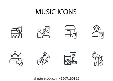 music icon. vector.Editable stroke.linear style sign for use web design,logo.Symbol illustration.