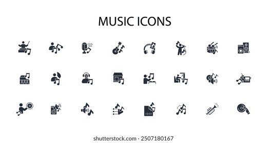 music icon. vector.Editable stroke.linear style sign for use web design,logo.Symbol illustration.