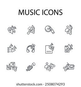 music icon. vector.Editable stroke.linear style sign for use web design,logo.Symbol illustration.