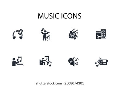music icon. vector.Editable stroke.linear style sign for use web design,logo.Symbol illustration.