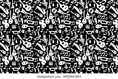 music icon white seamless pattern
