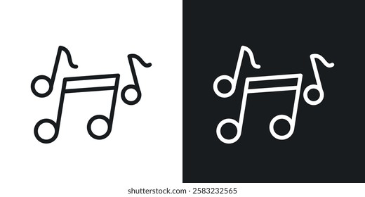 Music icons in black and white liner strokes for web design.