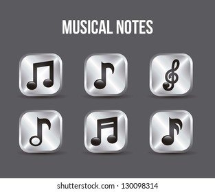music icons buttons over gray background. vector illustration