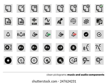 Music icons. Clean pictograms. 