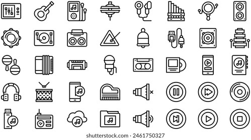 Music Icons collection is a vector illustration with editable stroke.