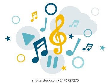 Music icons concept. Player and melody, songs and playlist. Treble clef and notes. Musical Notes design, Songs, Melodies