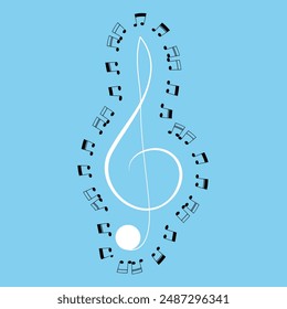 Music icons concept. Player and melody, songs and playlist. Treble clef and notes. Musical Notes design, Songs, Melodies. Music icon. Eps 10.