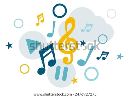 Music icons concept. Player and melody, songs and playlist. Treble clef and notes. Musical Notes design, Songs, Melodies