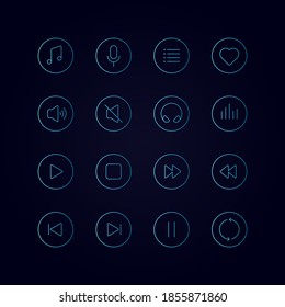Music Icons Digital Dark Blue Set