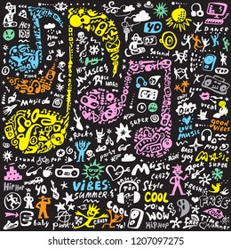music icons doodle set
