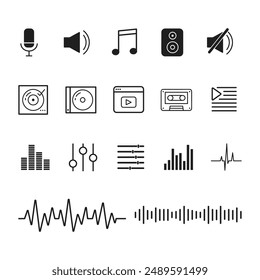 Music Icons Equalizer Sound Waves Speaker Microphone etc