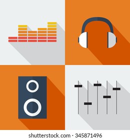 Music icons flat