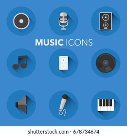 Music Icons Flat Design Icons