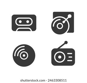 Music icons. Flat vector illustration. White background. 