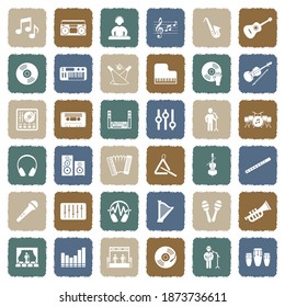 Music Icons. Grunge Color Flat Design. Vector Illustration.