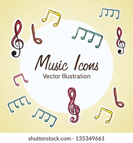 Music icons (instruments, objects and elements) Vector illustration