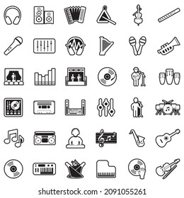 Music Icons. Line With Fill Design. Vector Illustration.