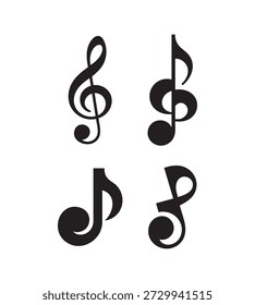Conjunto de Logo de Ícones de Música em Vetor – Coleção Moderna de Símbolos de Áudio, Som e Melodia, Incluindo Nota, Fones de Ouvido, Alto-Falante, Microfone e Equalizador para App, Branding e Design de Mídia