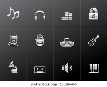 Music icons in metallic style