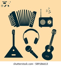 music icons, musical instruments
