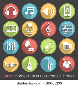 Music Icons on Circular Colored Buttons 1.
