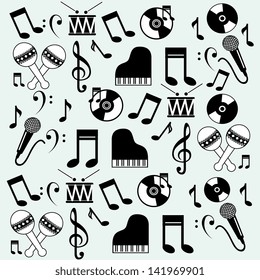 music icons over blue background vector illustration