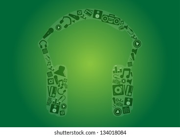 music icons over color background. vector illustration