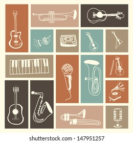 music icons over pink background vector illustration 