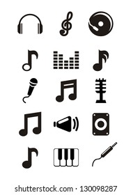 Music Icons Over White Background. Vector Illustration