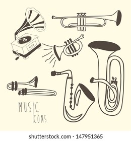 music icons over white background vector illustration 